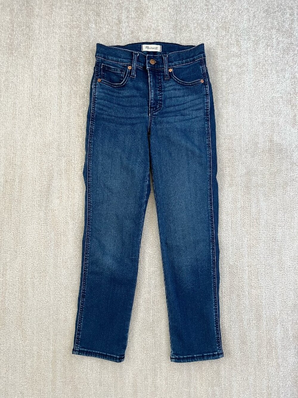 Madewell Stovepipe Jeans Slim Straight Mid Rise Denim 24 Blue